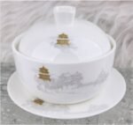 Zhumeng Penglai Nanhai Porcelain Lidded Tea Cup with Saucer Set