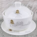 Zhumeng Penglai Nanhai Porcelain Lidded Tea Cup with Saucer Set