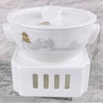 Zhumeng Penglai Double-Handled Lidded Tea Cup with Square Tea Warmer Set