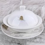 Zhumeng Penglai Lucky Clover Lidded Tea Cup with Saucer Set